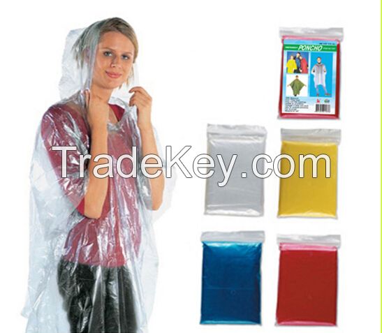 Emergency Pocket PE Rain Ponchos disposable raincoat