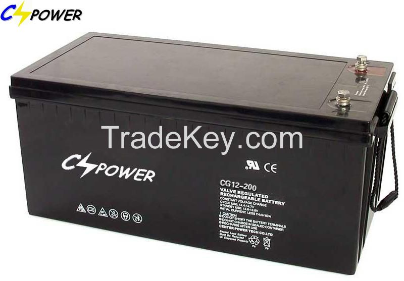 Deep Cycle/Solar Gel Battery with Sealed Lead Acid for Solar Power System 12V200ah