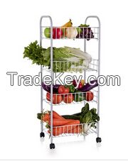 Kitchen Wire Rack With Wheel, Adjustable Shelf Height for Home Use