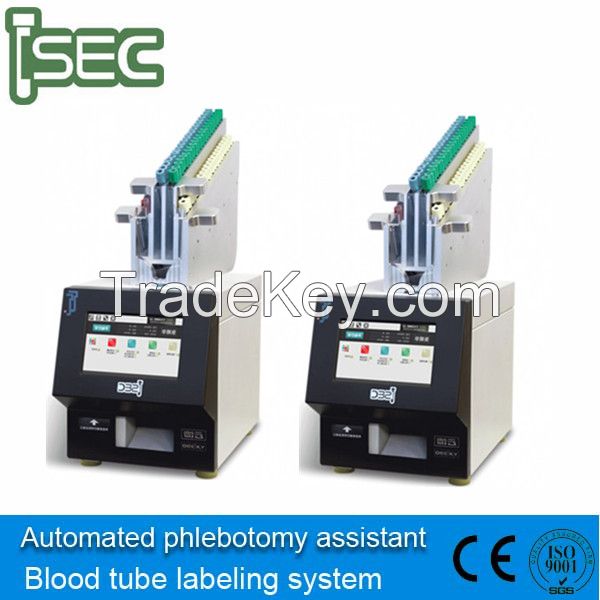 Automated blood tube collection labeler medical equipment system