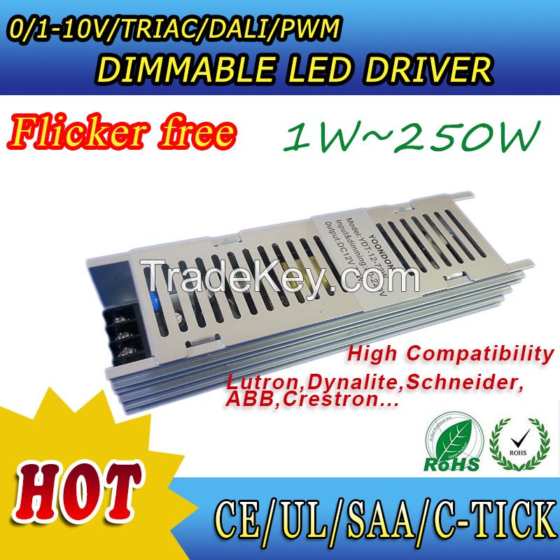 No flikcer dimmable power supply 12V 24V for strip