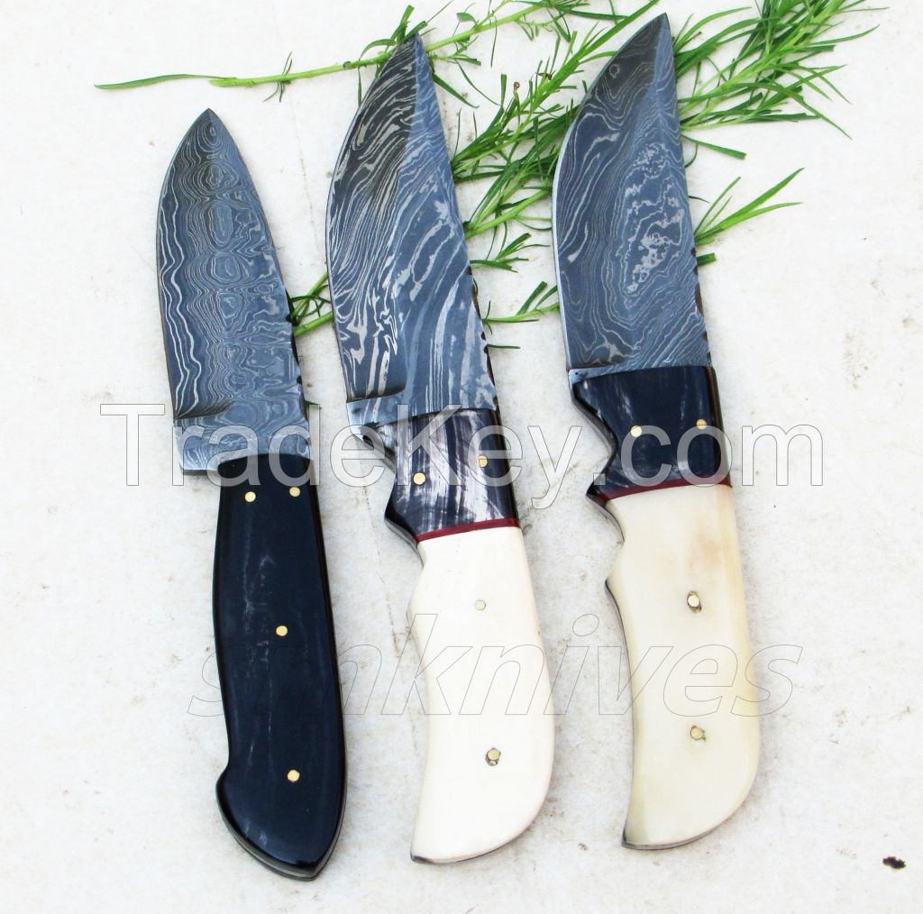 Damascus Hunting Knives lot of 3 
