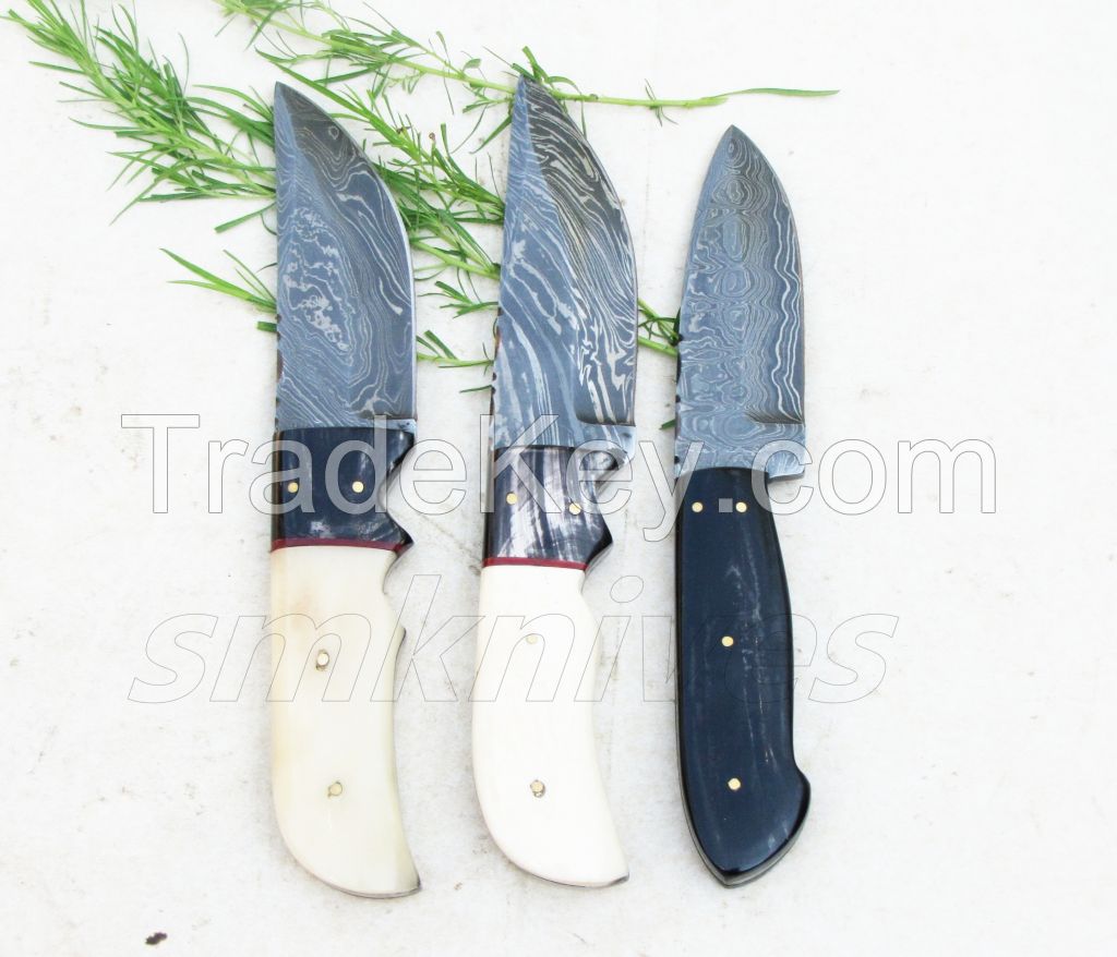 Damascus Hunting Knives lot of 3 