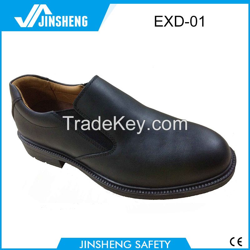 No lace double leather toecap formal safety shoes
