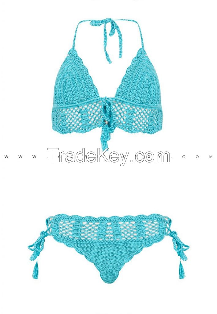 High quality Hand Crochet Tankini | swimwear,swimsuits,beachwear,bikini,handmade,boho,bohemian,gypsy,sexy,blue,ruffle,cute