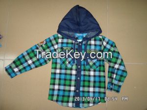 spring/autumn kids wear boy's long sleeve shirt with hood