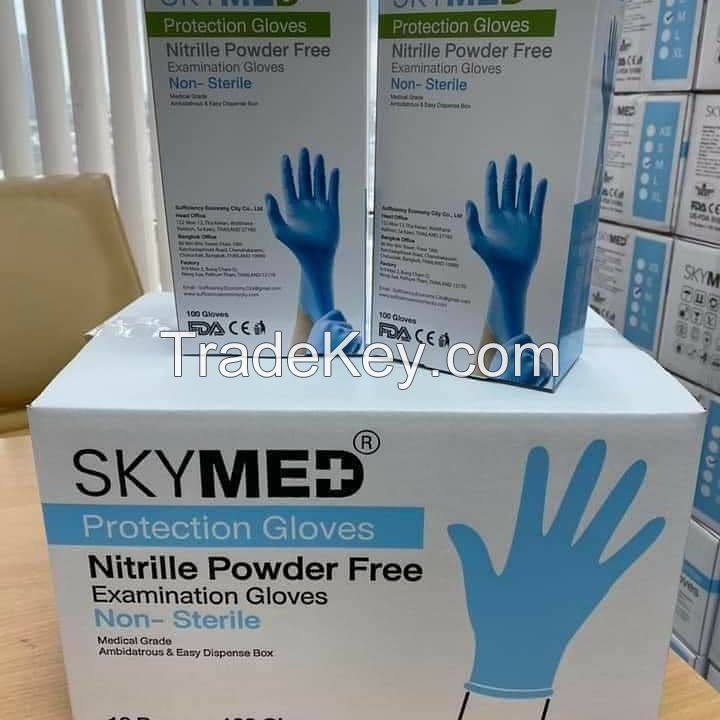 SKYMED Disposable blue Nitrile Gloves Powder free sanitary gloves solvent resistant gloves laboratory glove