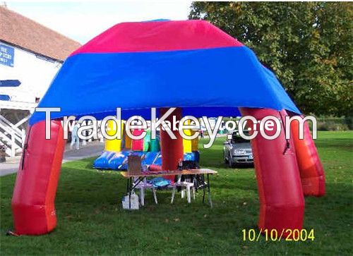 blue and white inflatable spider dome tent for event
