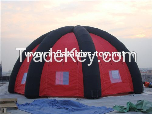 blue and white inflatable spider dome tent for event