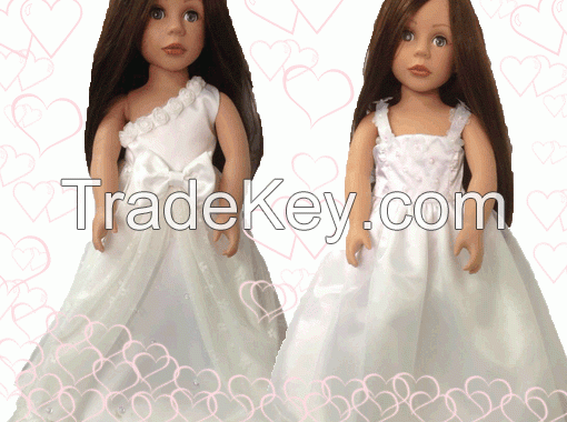 bridal dress, party dress fits 18 inch dolls