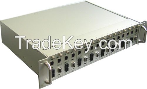 Full Duplex Manageable Media Converters ST SC , 16 Port Network Switch Rack