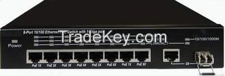 Unmanaged 9 Port POE Powered Switch IEEE802.3af Midspan 10 / 100Mbps