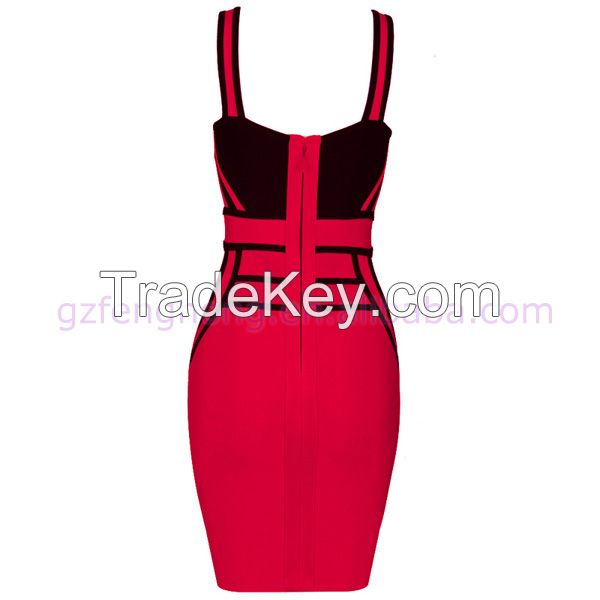 New style arabic evening dress the most beautiful red and black bodycon dress