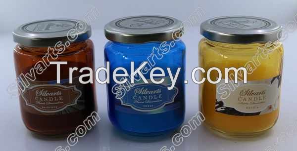 painting glass jar filling scented wax