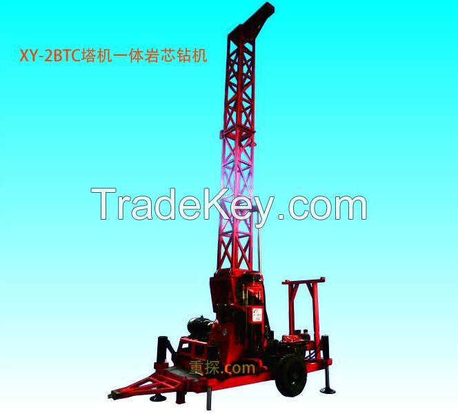 Wheeled Chassis Large Power Depth 100m-530m XY-2BTC Tractor Mounted Portable Rock Drilling Rig