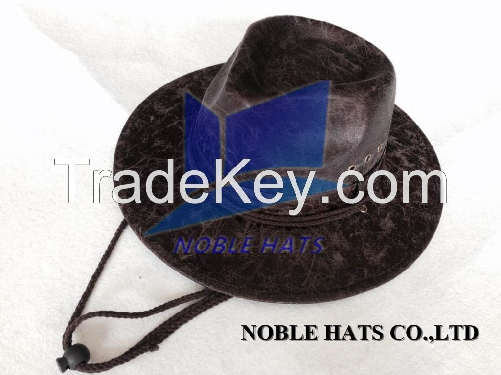 Faux Leather Cowboy Hat