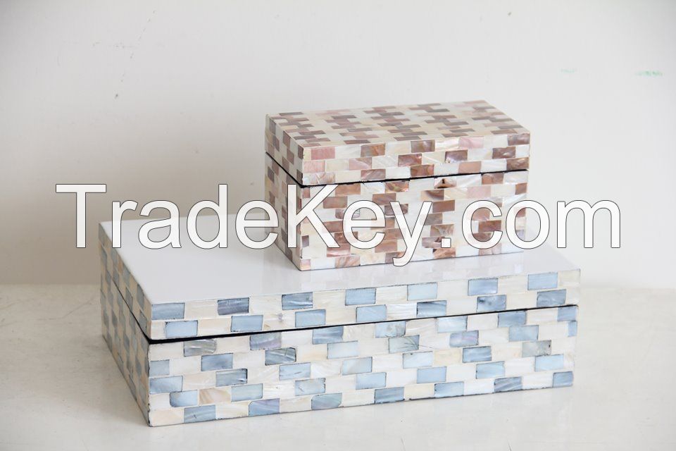 Lacquer mother of pearl mosaic boxes, made in Vietnam