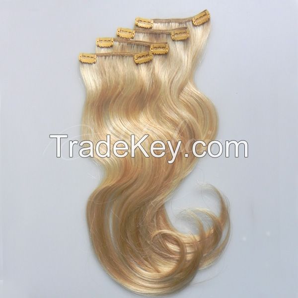 Factory Outlet Premium Quality Fine Human Hair Clip in Hair