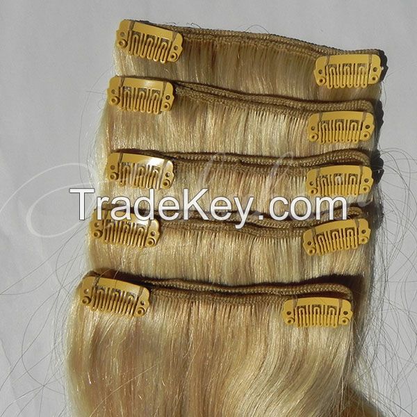 Factory Outlet Premium Quality Fine Human Hair Clip in Hair