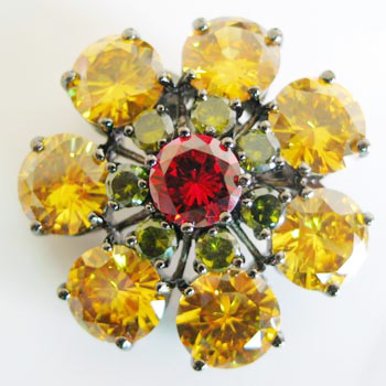 10KT PT Plated CZ Brooch