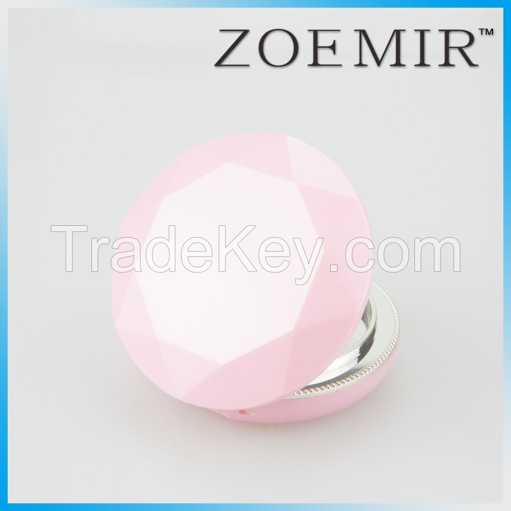 Cute Pink Round Compact Powder Case For Cosmetic Packing