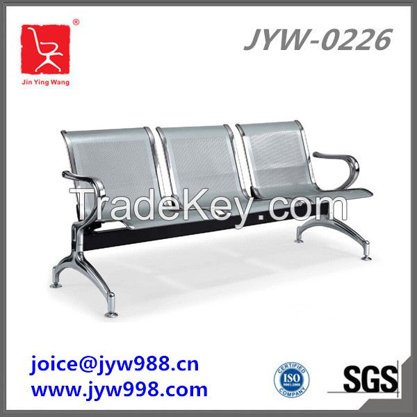 Shining silver chrome gang chair, hospital 3 seater waiting chair JYW-0226