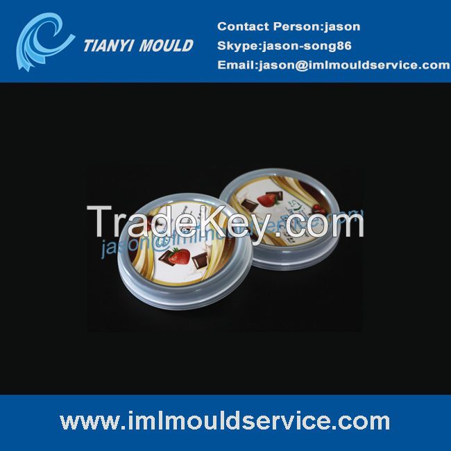 four cavites thin-walls ice cream lid mould, IML plastic cups with lids mould manufacturers in china