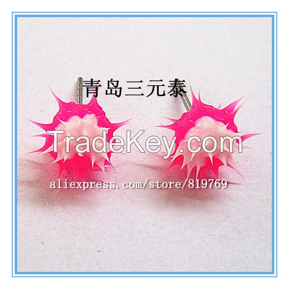 rainbow silicone spike heart earrings for girls