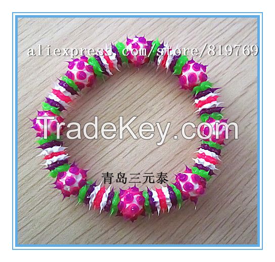 silicone spike beaded bracelet rainbow bracelet