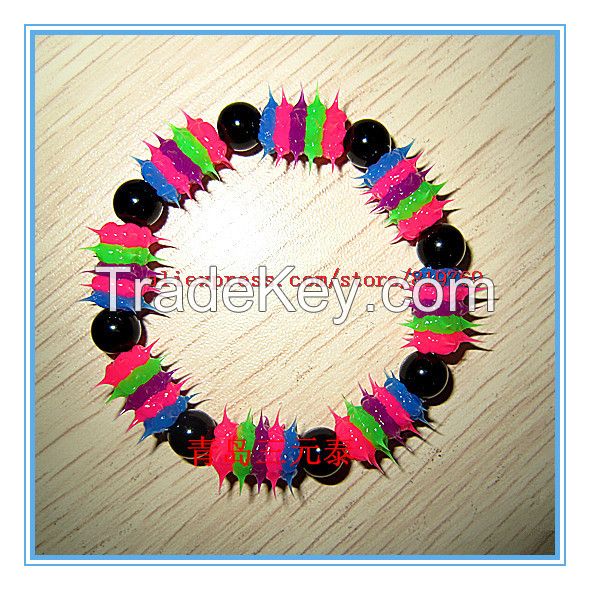 silicone spike beaded bracelet rainbow bracelet