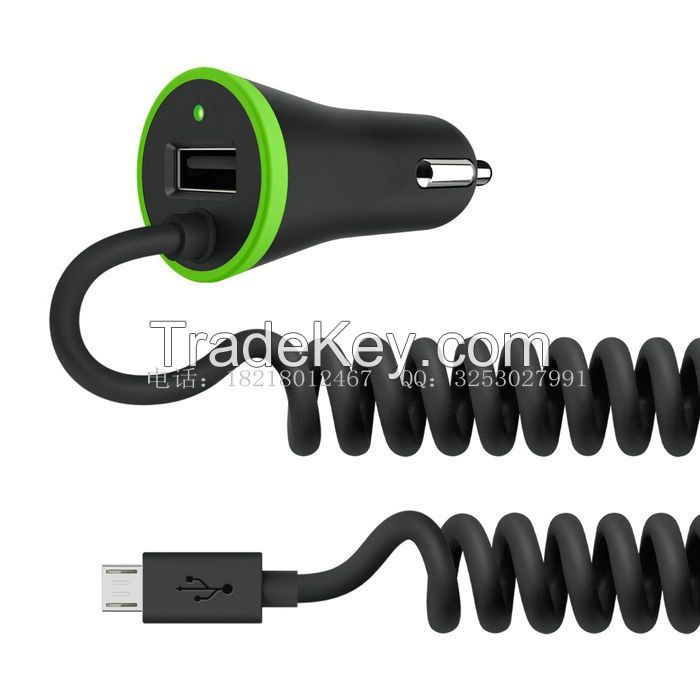 Car Charger with 3.4A , with fixed spring wire  