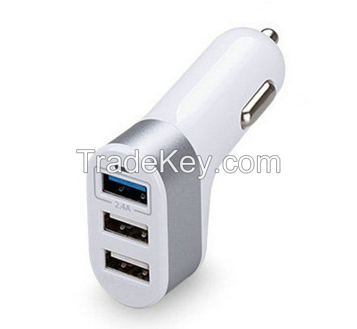 Triple USB Car Charger with 5.1A, Quick Charge