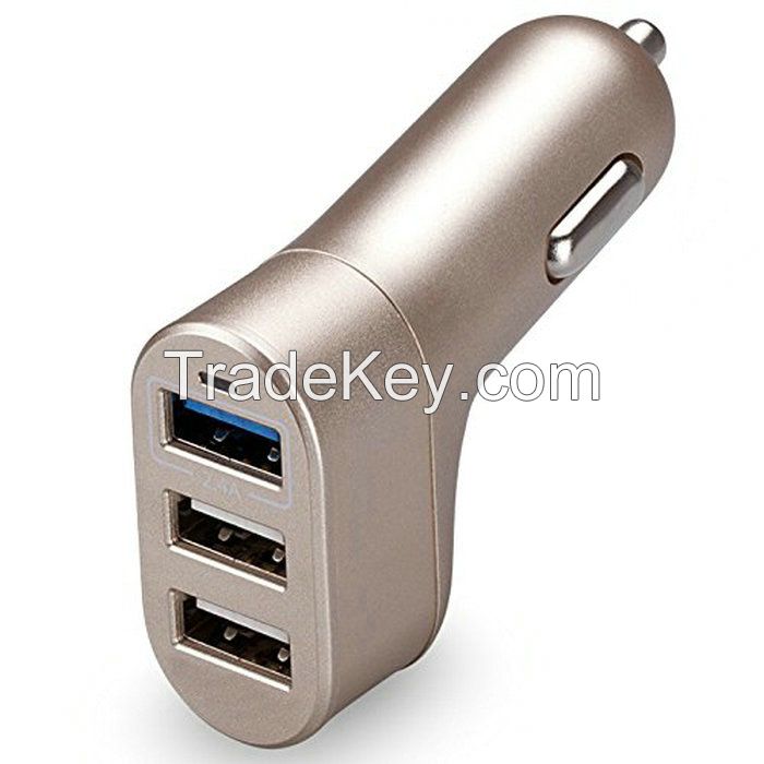 Triple USB Car Charger with 5.1A, Quick Charge