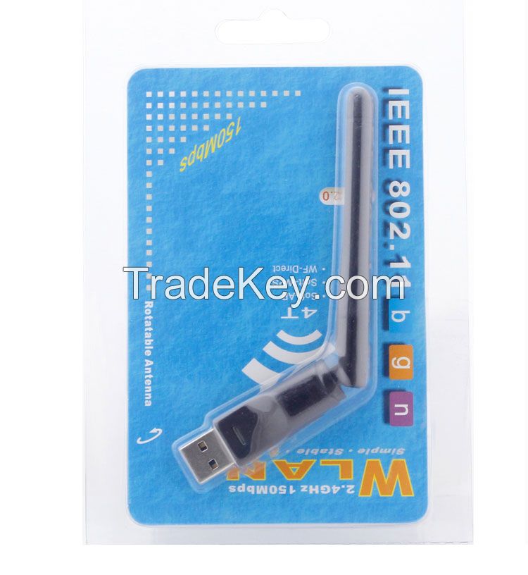 Mini 150M USB WiFI Wireless Network Networking Card LAN Adapter With Antenna Computer Accessories
