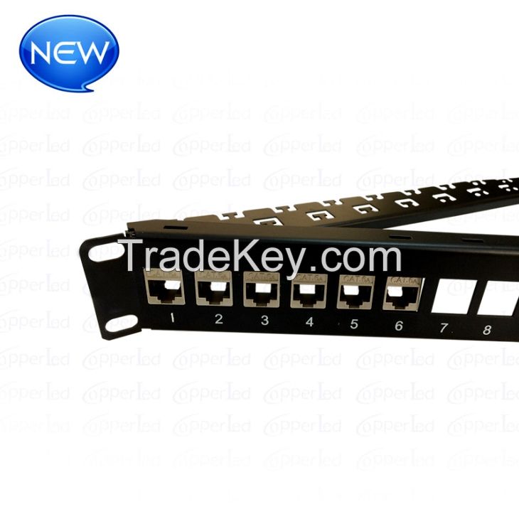 FTP Cat.6A 6 Jacks In One Patch Panel Angled With Back Bar