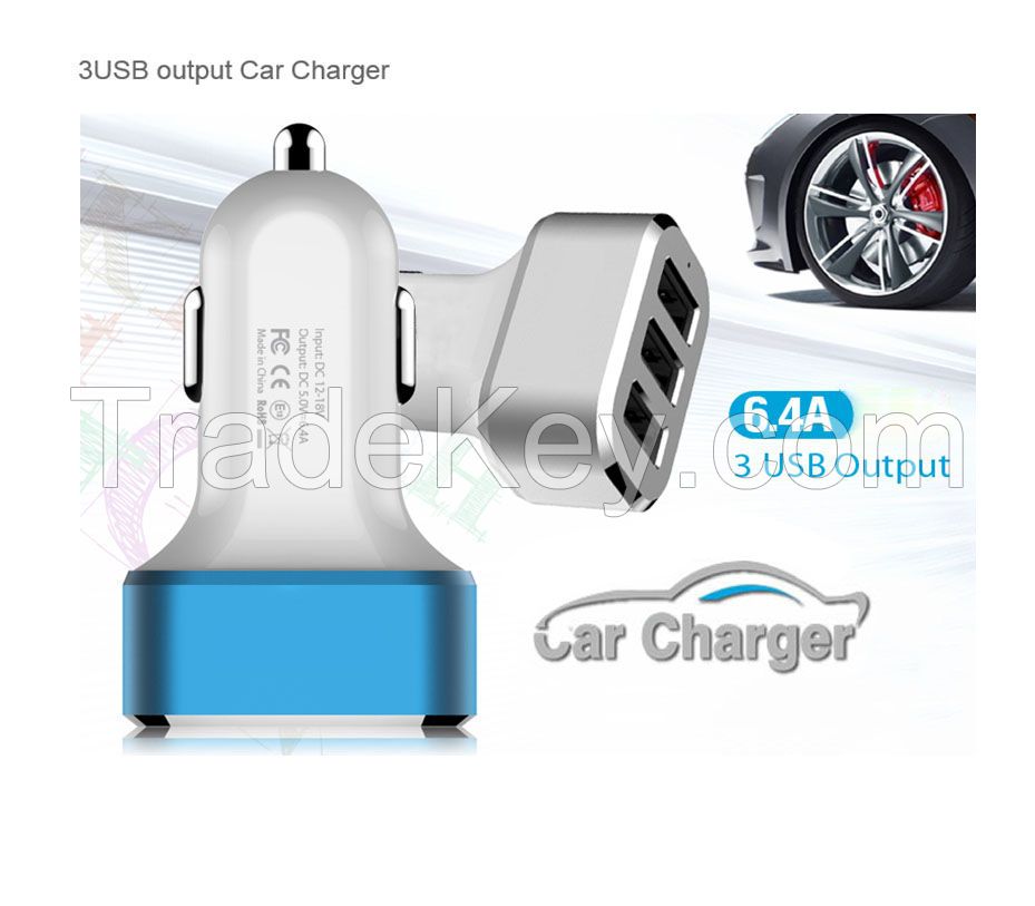 6.4A 3 USB Car charger