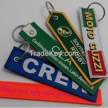 promotional remove before flight embroidery keychain