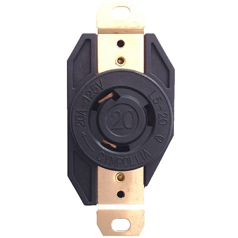 Twist-Lock Generator Receptacle, 2 Pole 3 Wire, 20 AMP, 125 Volt, Locking Receptacle NEMA L5-20r Pk Hubbell Hbl2310