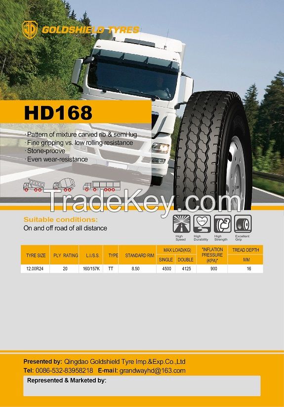 Goldshield brand  12.00R24  truck tire 