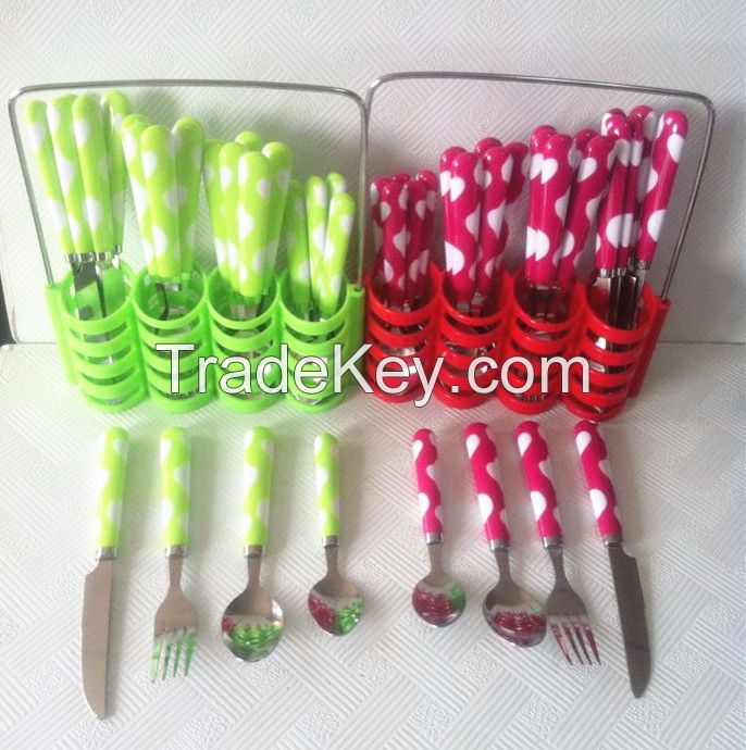Four Wire Basket Plastic Handle Stainless Steel Cutlery