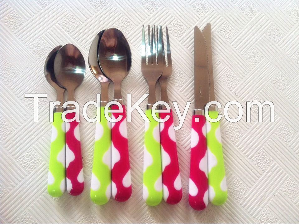 Four Wire Basket Plastic Handle Stainless Steel Cutlery