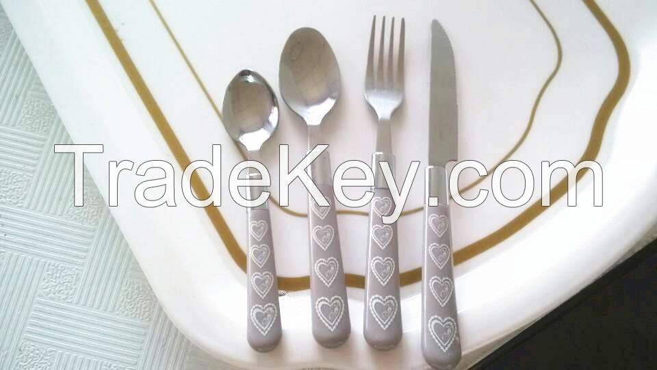 Valentine's / Wedding Gift Heart Print Plastic Handle Cutlery Set