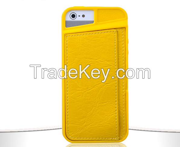 Functional PU Card Wallet For iPhone Case , TPU Phone Case For iphone 6