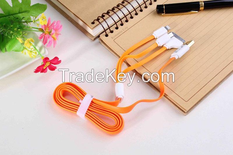 Multifunction 3 in 1 mobile phone computer connection lines portable data cable universal phone charging cord