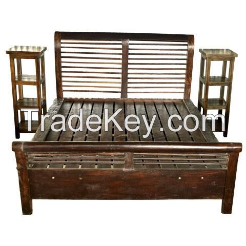 Queen Bed Linear Slotted Headboard