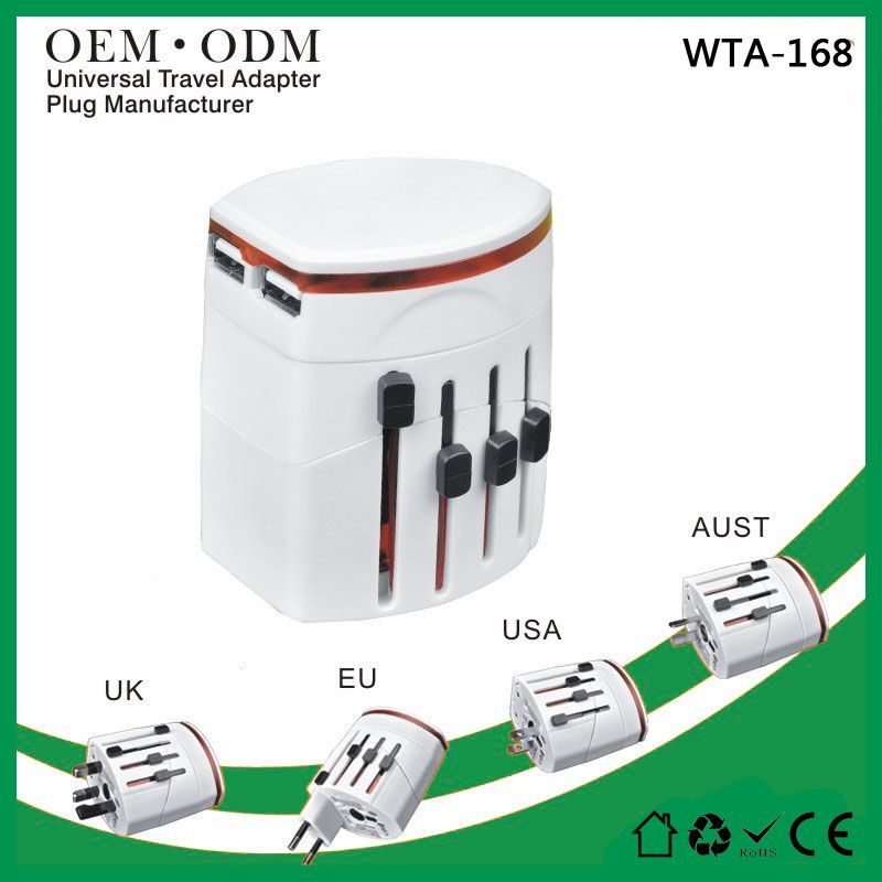 Wholesale Multi Dual USB 2.1A Universal Travel Adapter With CE FCC