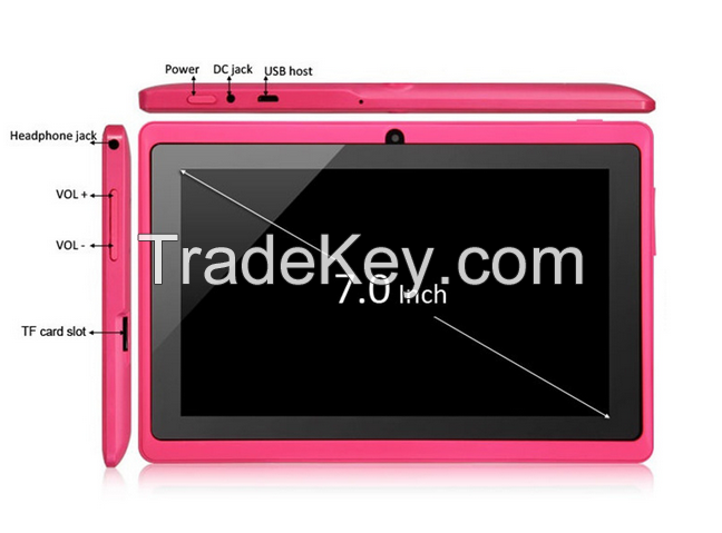 tablet pc with Cheapest price, Allwinner A23 Q88 7 inch tablet PC with large battery 3000mAh
