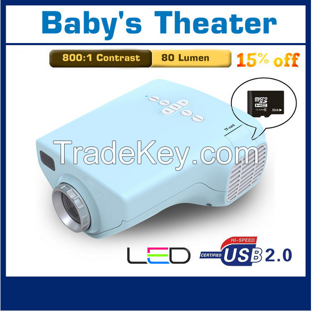 Mini led projector for children's early education, E03 with HDMI,VGA,AV,EF port