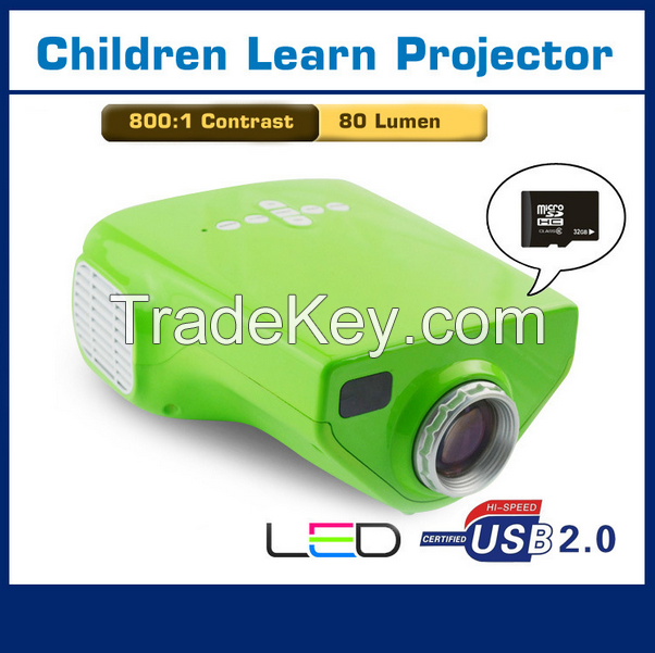 Mini led projector for children's early education, E03 with HDMI,VGA,AV,EF port