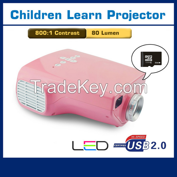Mini led projector for children's early education, E03 with HDMI,VGA,AV,EF port